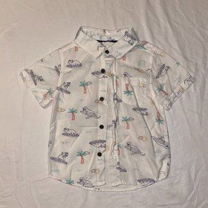 Toddler Boy Dinosaur Button Down - 4T